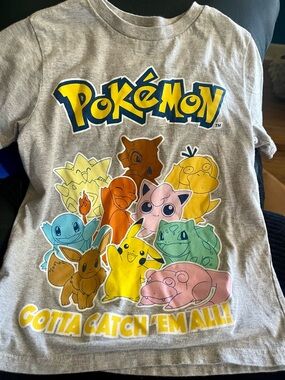 Kids Pokémon Graphic Tee in Gray with Multicolor Characters Pikachu Eevee